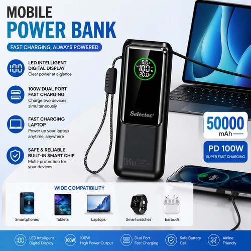 50000mah power bank 100w - power,